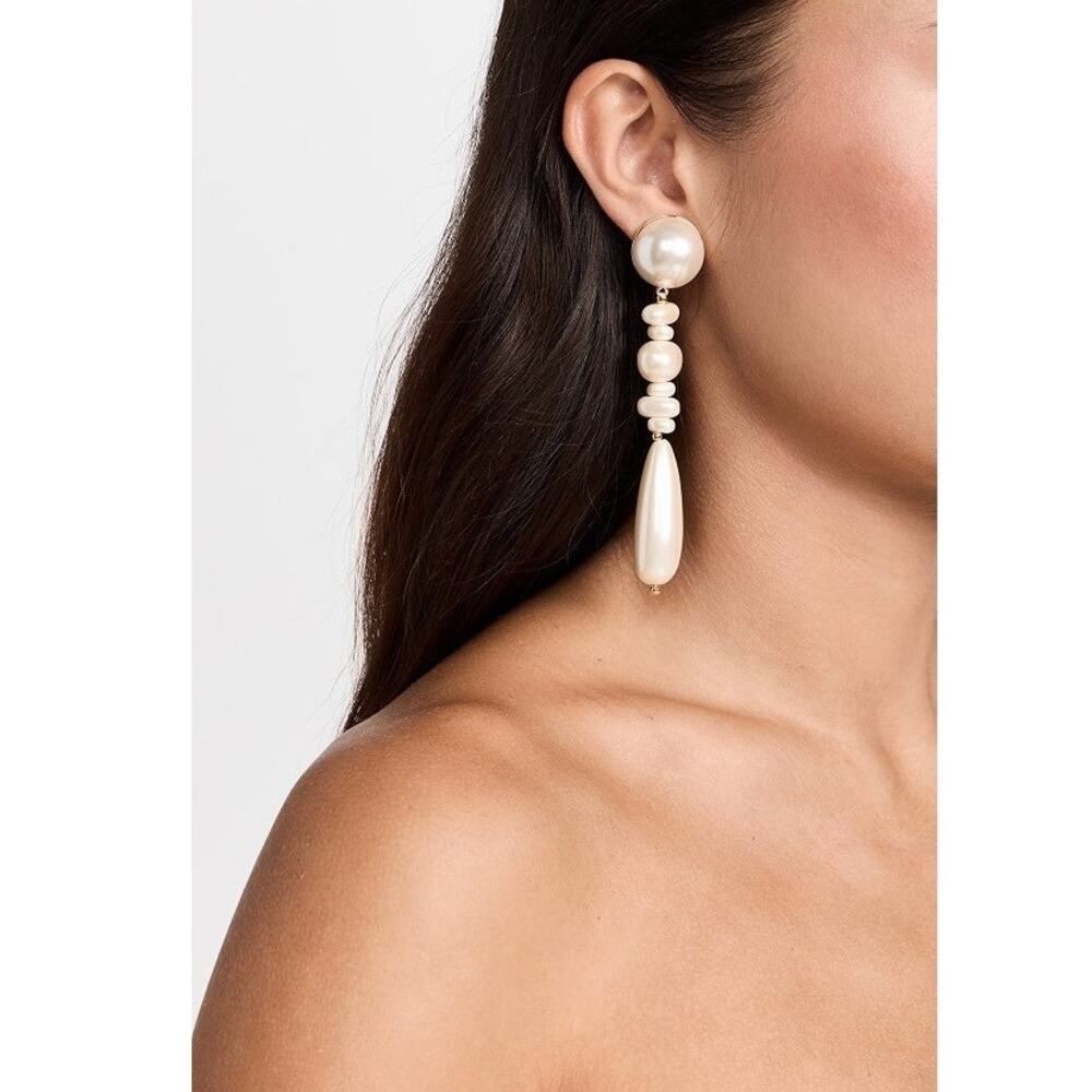 Lele Sadoughi *READ Gold Pearl Copacabana Linear Dangle Drop Earrings A30-4